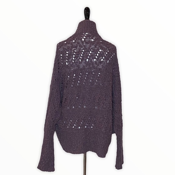 Anthropologie MOTH Plum Open Knit Cocoon Sweater Size Small - Picture 6 of 9